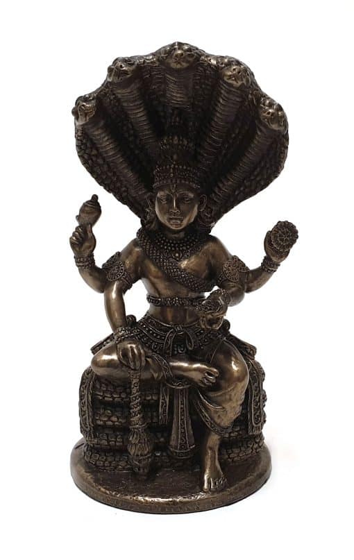 Buddha beeld Vishnu 13 cm voor binnen en buiten – Boeddhabeeld met bronzen toplaag – GerichteKeuze