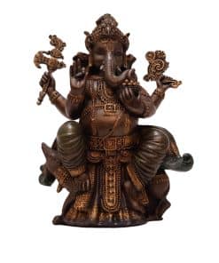 Ganesha Beeld Zittend op Rat 20 cm