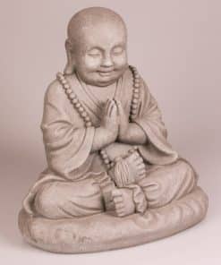 Zittende Boeddha beeld monnik grijs 35cm