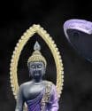 Thais Boeddha beeld meditatie onder boog 25cm zwart paars 3