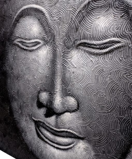Schilderij wanddecoratie boeddha hoofd – schilderijen op canvas boeddha 80 cm grijs 4