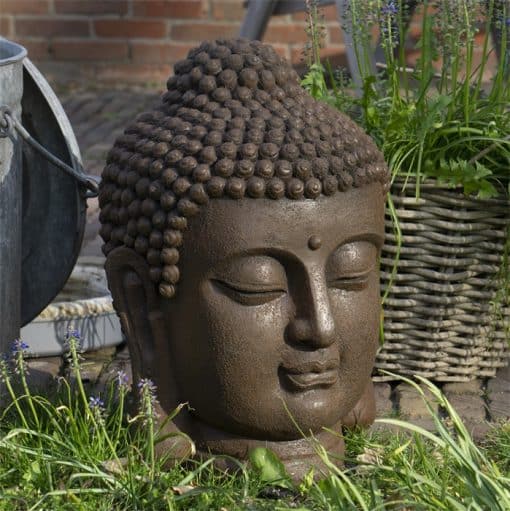 Boeddha Hoofd 42 cm - Boeddha Beeld roest kleur 7