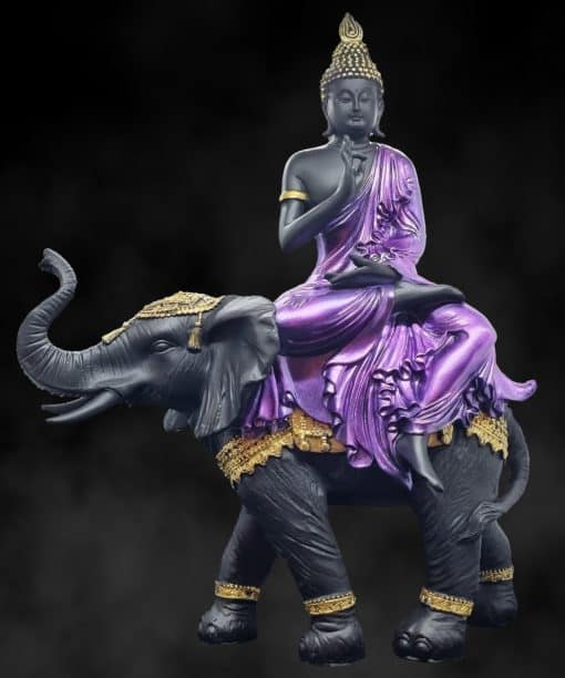 Groot olifant beeld met Boeddha op rug 38cm