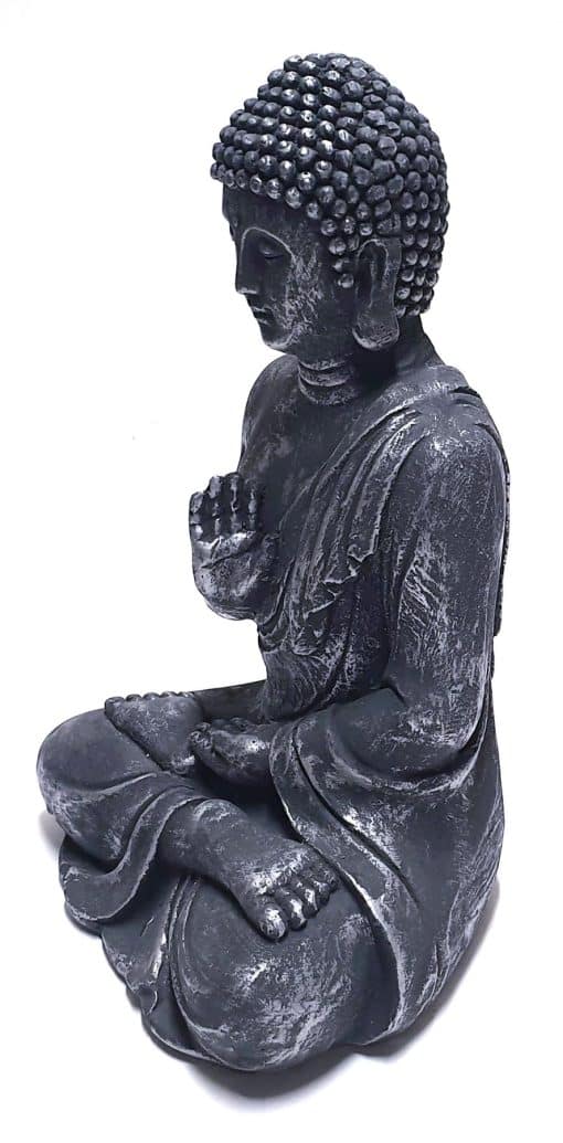 Zittend Boeddha beeld 40cm - Geschikt voor binnen en buiten - Boeddhabeeld antiek zilveren kleur 5