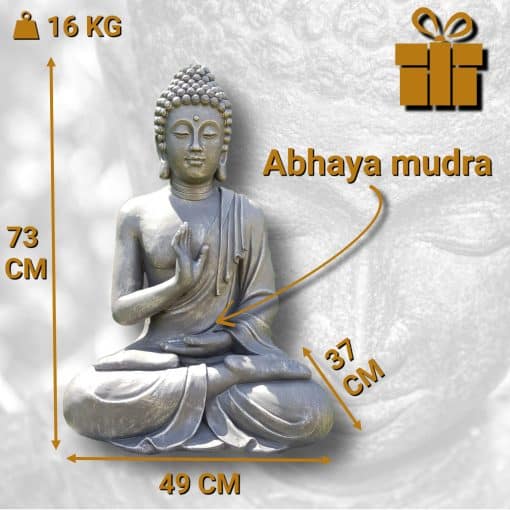 Boeddha beeld - Tuinbeeld Boeddha beeld Groot Antiek Zilver 73cm 4