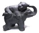 Shaolin monniken beeld – donker grijs shaolin monnik op olifant
