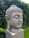 Japans Boeddha Hoofd 72 cm - Boeddha Beeld grijs 4