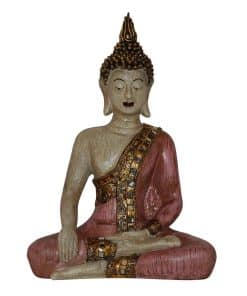 Thais Boeddha beeld houtlook roze 25 cm