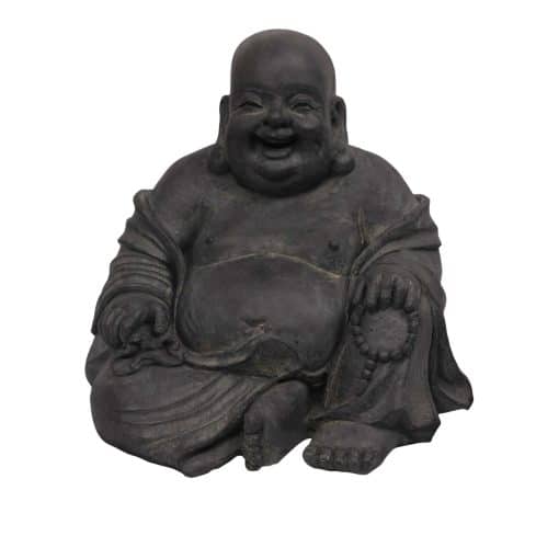 Mega grote lachende Boeddha donkergrijs 60cm