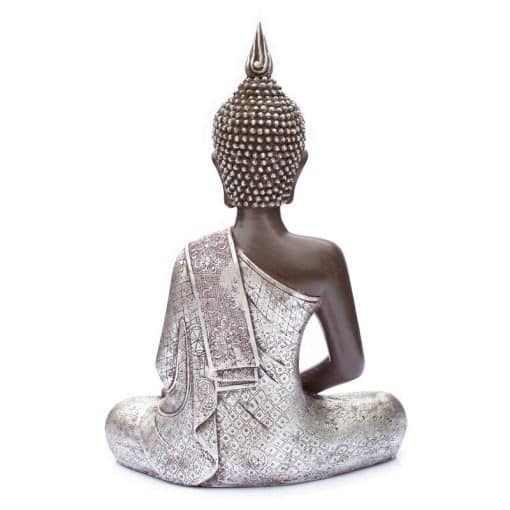 Thais Boeddhabeeld 43 cm - Boeddha Beeld zilverkleurig 4