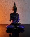 Zittend Thais Boeddha beeld Chin Mudra paars zwart 21.5cm 2