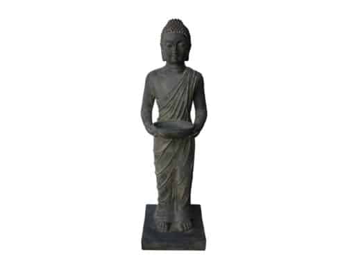 Staande boeddha met offerschaal donkergrijs 100cm 6