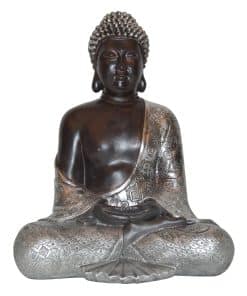 Boeddha beeld Japans Boeddhabeeld zilver kleur Boeddha 30cm hoog