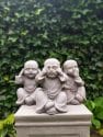 Horen zien zwijgen beeldjes – Boeddha Shaolin monnikjes horen/zien/zwijgen grijs hoogte 30cm 4
