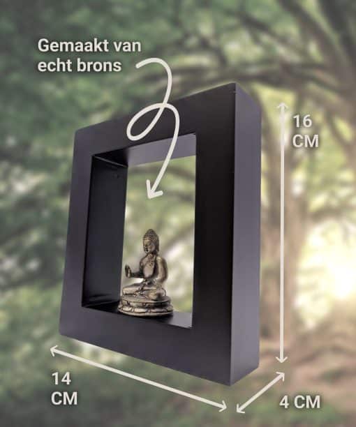 Boeddhabeeld in lijst – Boeddha meditatie brons 16 cm 5