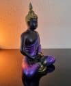 Zittende Thais Boeddha beeld Dhyana mudra paars zwart 21.5cm 3