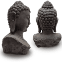 XL Boeddha Hoofd Tuinbeelden voor Buiten – Meditatie - Groot Donker Grijs Tuinbeeld - 60cm 3