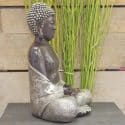 Boeddha beeld Japans Boeddhabeeld zilver kleur Boeddha 30cm hoog 5