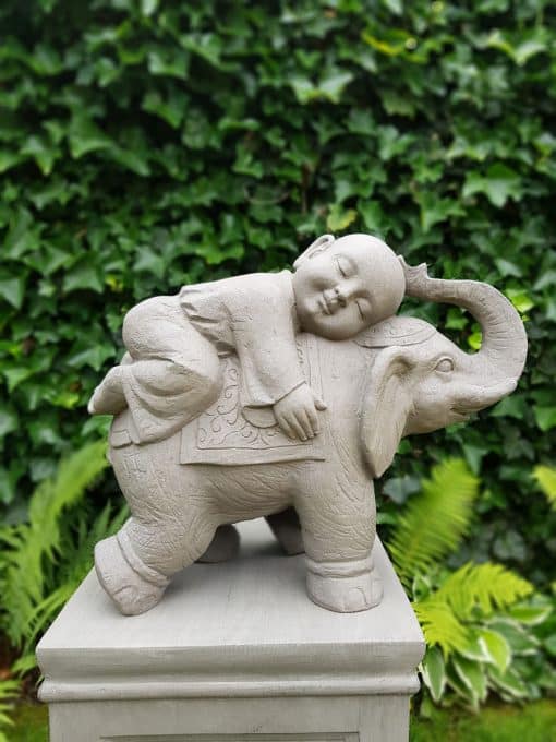 Shaolin monnik op olifant grijs - Boeddhabeeld 44 cm 6