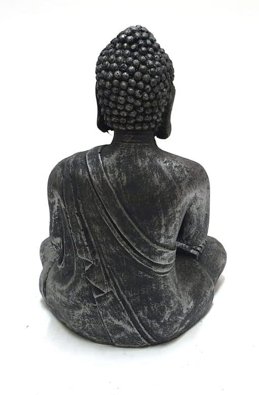 Zittende meditatie Boeddha zilver 30cm 2