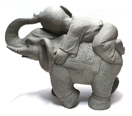Shaolin monnik op olifant grijs - Boeddhabeeld 44 cm 2