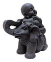 Shaolin monniken beeld – Donker grijs shaolin monnik op olifant 44 cm 7