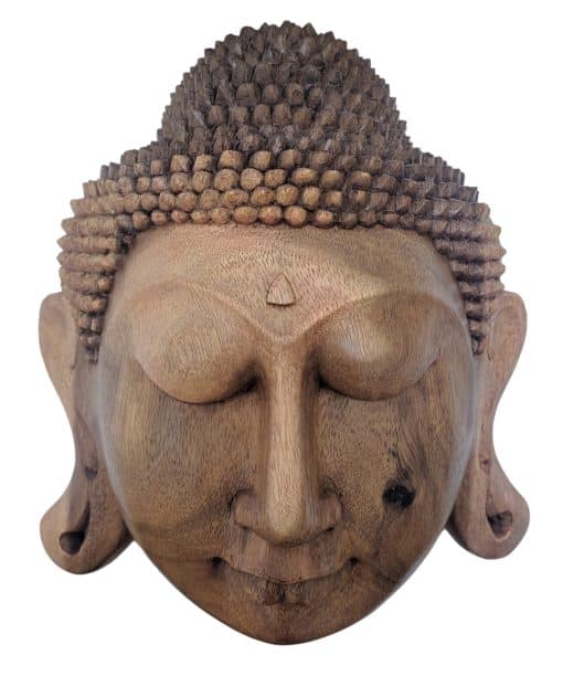 Handgemaakt Boeddhabeeld uit Bali – Boeddha hoofd uit tropisch hout 30 cm