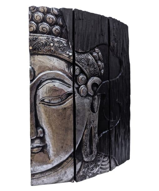 Houten decoratie panelen – boeddha hoofd schilderij 60 cm 3