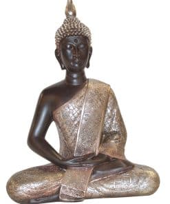 Thaise Boeddha beelden zittend 30 cm zwart zilver