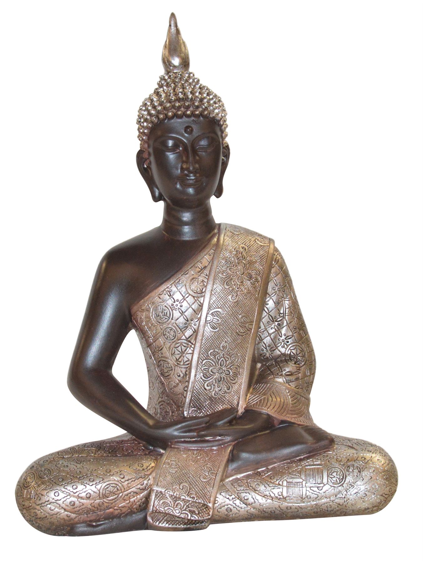 dorst stromen BES Thaise Boeddha beelden zittend 30 cm zwart zilver | Boeddhabeeld.be