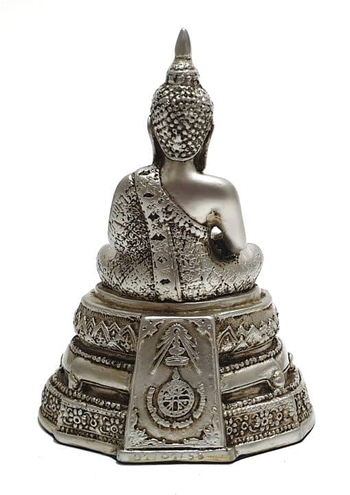 Boeddha beeld in lotushouding – verzilverd Thais boeddhabeeld 17 cm hoog 2
