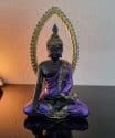 Thais Boeddha beeld meditatie onder boog 25cm zwart paars 5