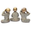 Horen zien zwijgen beeldjes monnik brons 2