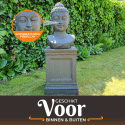 XL Boeddha Hoofd Tuinbeelden voor Buiten – Meditatie - Groot Donker Grijs Tuinbeeld - 60cm 6
