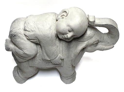 Shaolin monnik op olifant grijs - Boeddhabeeld 44 cm 3