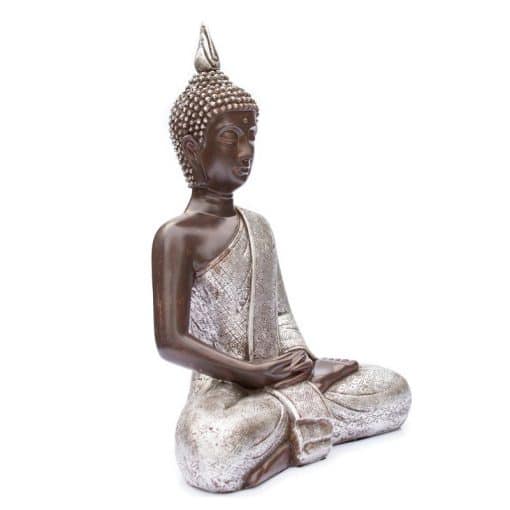 Thais Boeddhabeeld 43 cm - Boeddha Beeld zilverkleurig 3