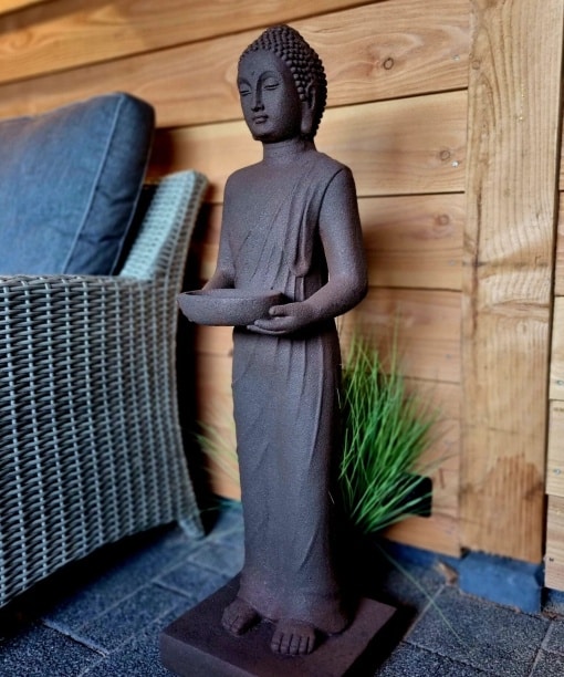Boeddha beeld staand 1 meter limited roestkleur