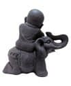 Shaolin monniken beeld – Donker grijs shaolin monnik op olifant 44 cm 5