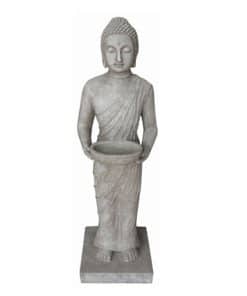 Staande boeddha met offerschaal grijs 100cm