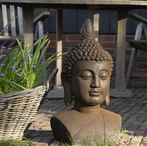 Thais Boeddha Hoofd 46 cm - Boeddha Beeld roest kleur 6