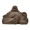 Lachende Boeddha grijs 26cm 2