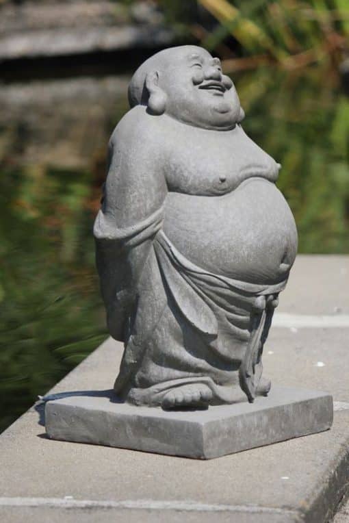 Boeddha beeld staand lachend – happy dikbuik boeddhabeeld grijs 44cm 3