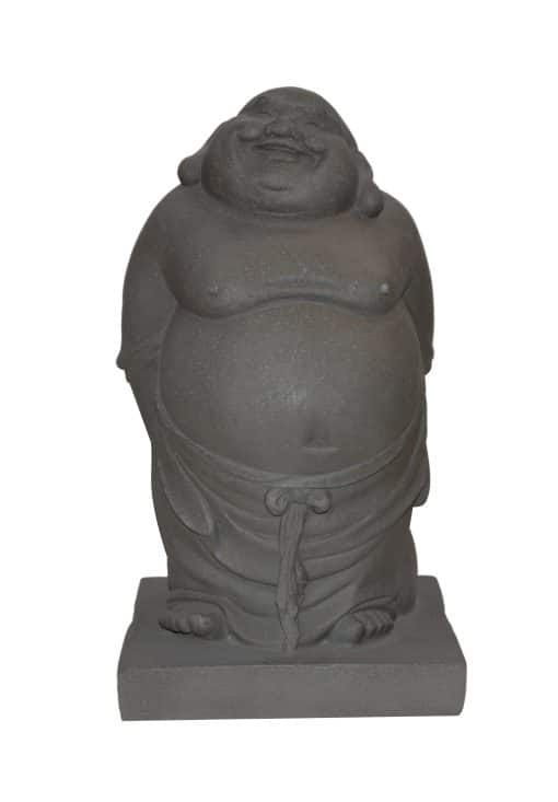 Boeddha beeld staand lachend – happy dikbuik boeddhabeeld grijs 44cm