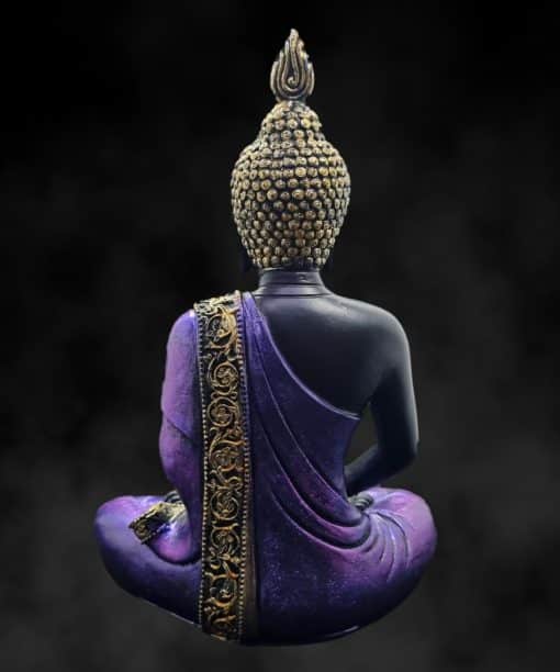 Zittende Thais Boeddha beeld Dhyana mudra paars zwart 21.5cm 5