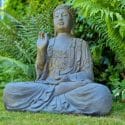 Boeddha Tuinbeelden voor Buiten – Boeddha beeld – Groot Donker Grijs Tuinbeeld – 63cm
