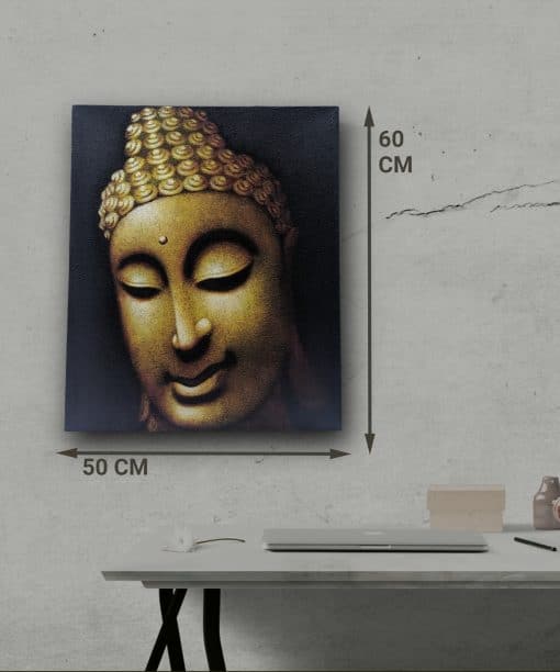 Schilderij wanddecoratie boeddha hoofd – schilderijen op canvas boeddha 60 cm goud 4
