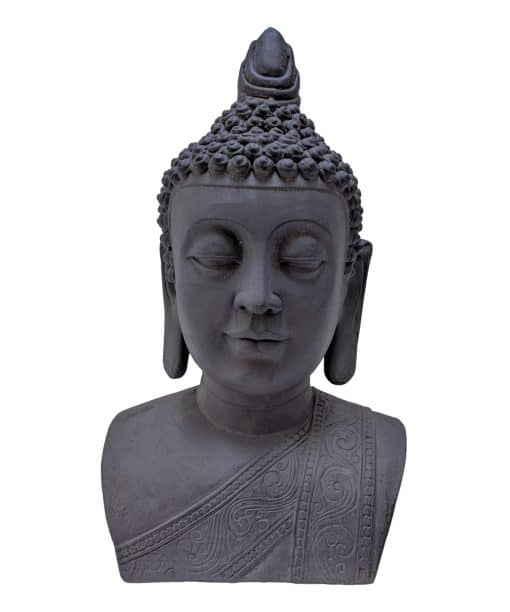Thais Boeddha Hoofd 46 cm - Boeddha Beeld donkergrijs 5