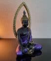 Thais Boeddha beeld meditatie onder boog 25cm zwart paars 6