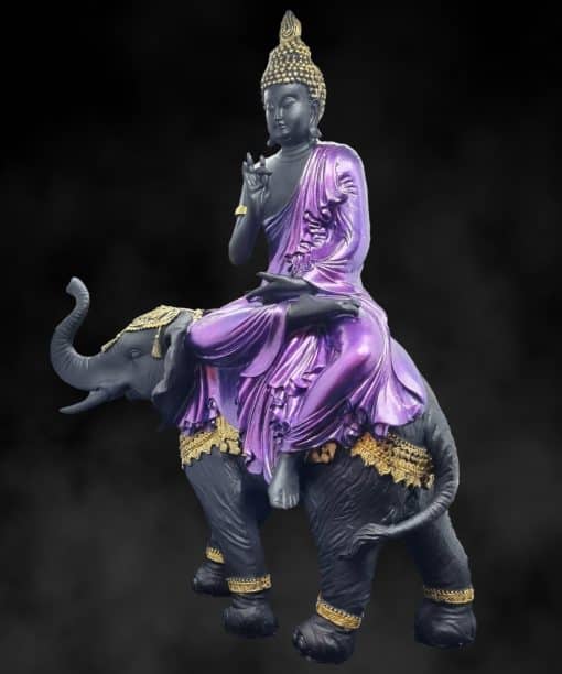 Groot olifant beeld met Boeddha op rug 38cm 5