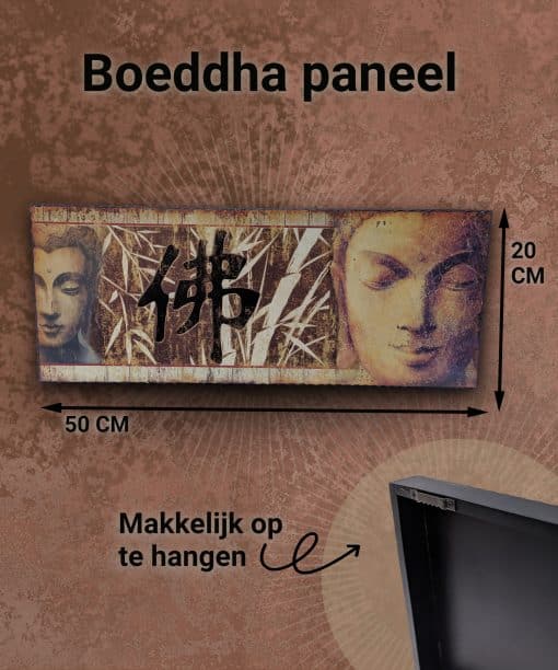 Houten decoratie paneel – boeddha hoofd schilderij 50 cm 4